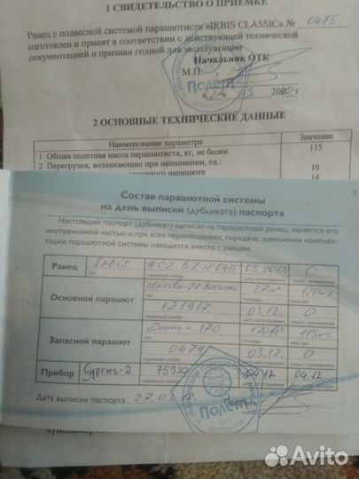 Парашютная система для классики Мальва- Аксиома