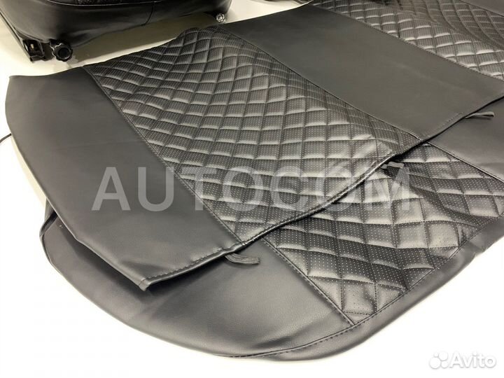 Чехлы на сидения ваз 2107 (кожа черная нить)