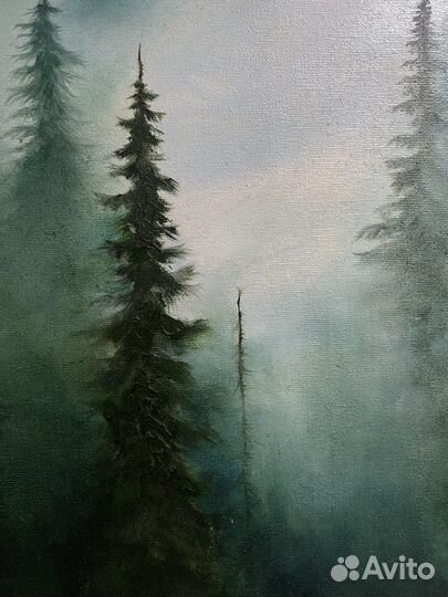 Картина маслом лесной пейзаж 60х50 см