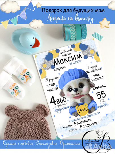 Метрика для новорожденных малышей (для мальчика)