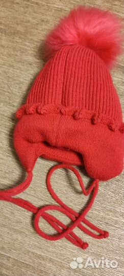 Шапка детская,красная,тёплая, осень-зима,4-8лет