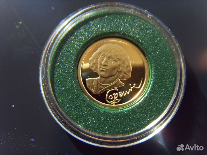 Ниуэ 2 доллара 2010 г. Коперник, золото, редкая