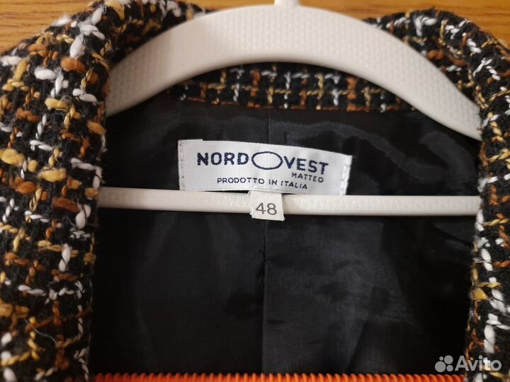 Жакет твидовый 50 Nord Vest Италия шерсть 100%