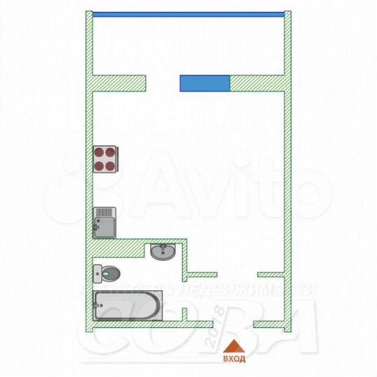 Квартира-студия, 35 м², 1/10 эт.