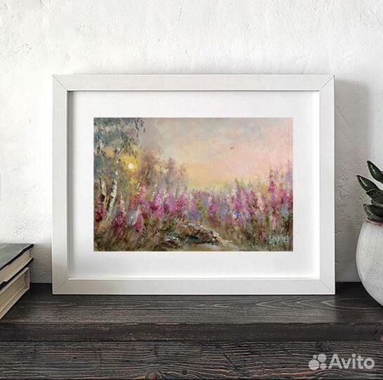 Картина маслом Нежное утро, летний пейзаж