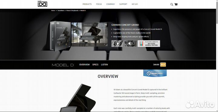 Продам VST пианино Uvi Model D