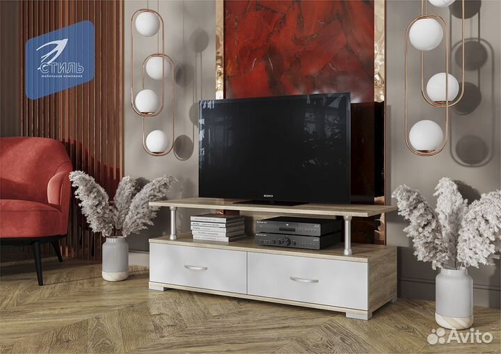 TV-5 А Тумба под тв Дуб Сонома светлый Белый