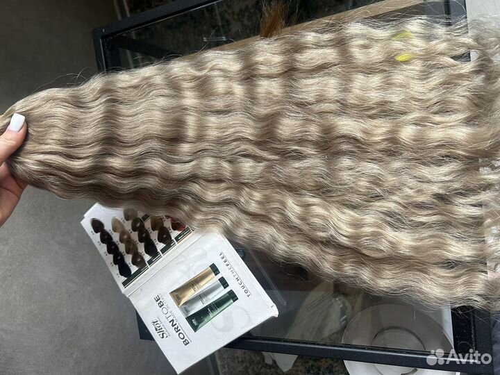 Волосы для наращивания кудри блонд