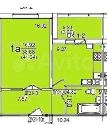 1-к. квартира, 41,3 м², 7/10 эт.