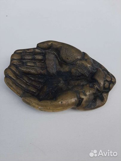 Пепельница бронза СССР винтаж ладони