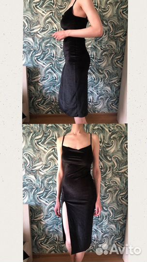 Черное платье с разрезом