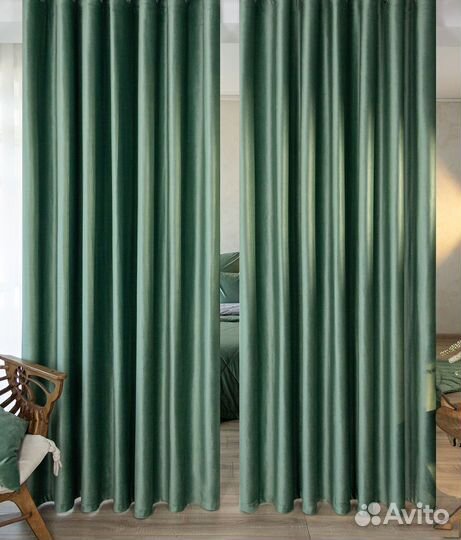 Шторы бархат Беллиссимо шалфей