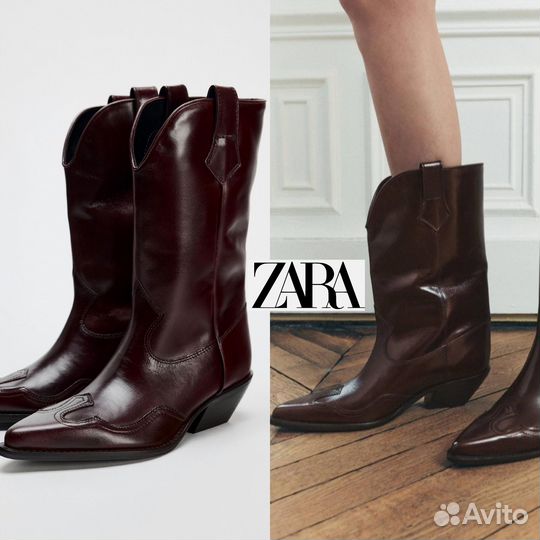 Кожаные сапоги Zara 100% кожа 35-42 под заказ