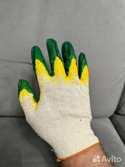 Перчатки хб с обливом. Зеленые