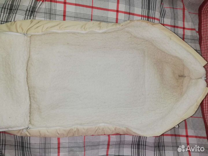 Конверт меховой в коляску Зоопарк бежевый Мама Шил