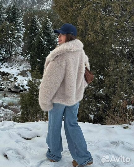 Шуба oversize 42-46 серая