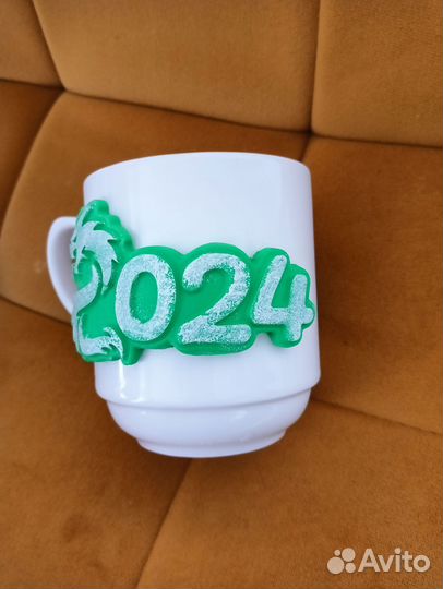 Кружка из полимерной глины 2024 дракон