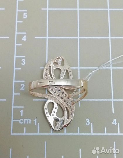 Золотое кольцо из красного золота 585 пробы, крупн