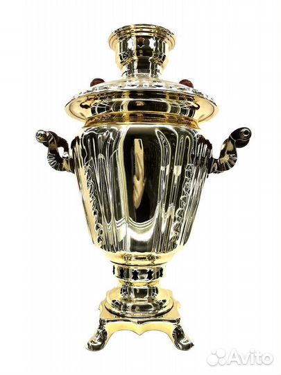 Современный самовар на дровах латунный Рюмка 2,7л