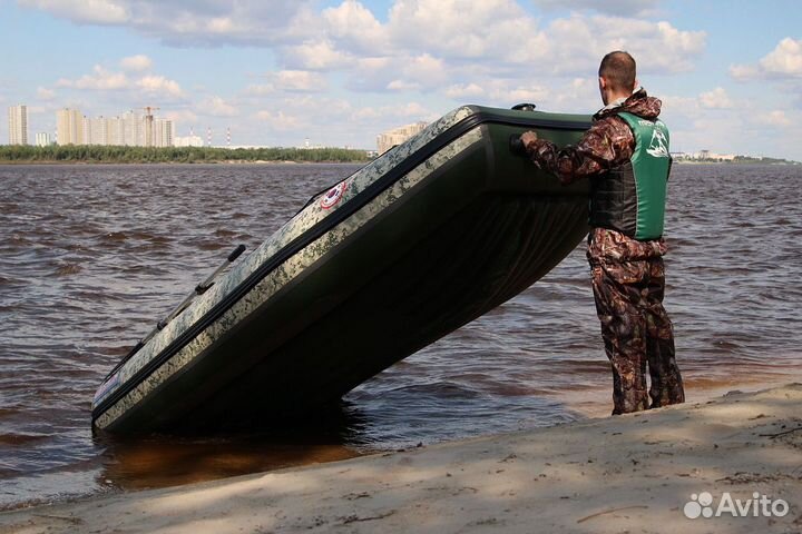 Лодка mishimo PRO 430, зеленый пиксель цвет