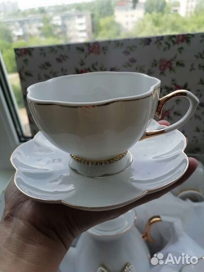 Чайный сервиз со стразами новый