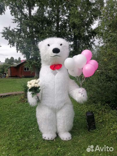 Белый мишка поздравление, Ростовая кукла