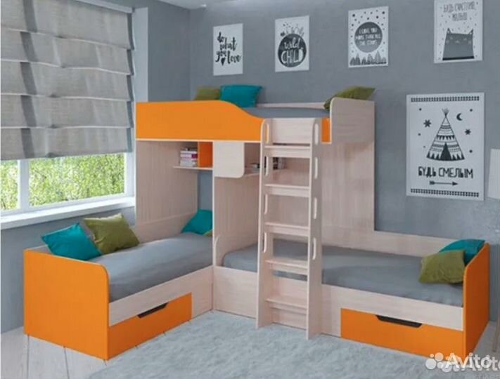 Двухъярусная кровать Белый/Розовый