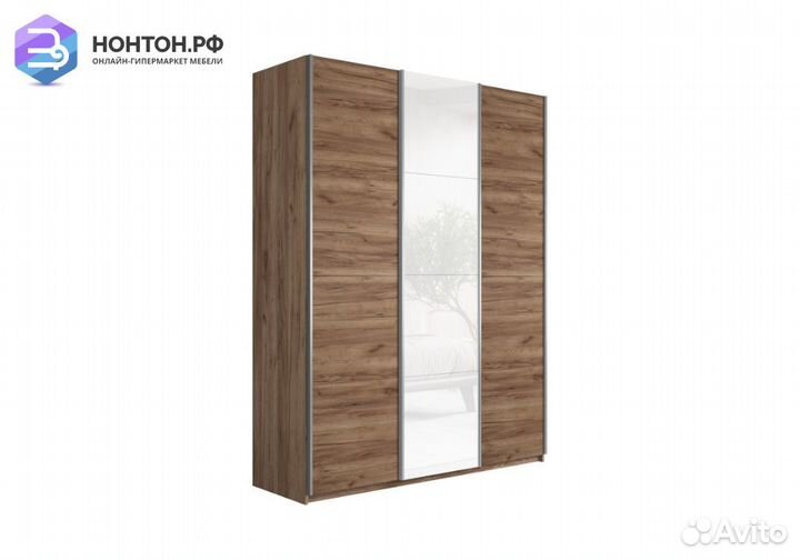 Шкаф-купе 3-х створчатый Прайм крафт табачный / бе