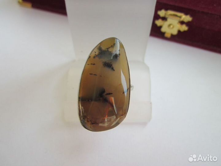 Кольцо Моховой Агат Винтаж