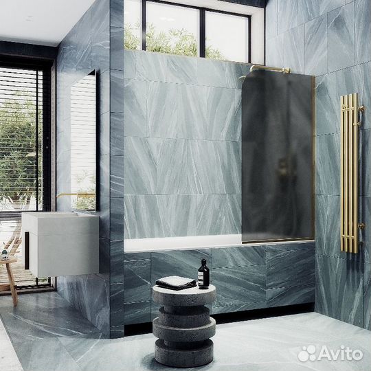 Шторка для ванны в профиле MaybahGlass 1400*340 Ст