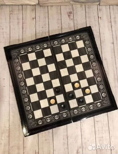 Шахматы, Шахматная доска, нарды, шашки Кремль 3в1