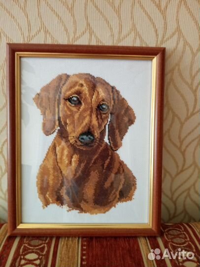 Картина вышивка крестом такса