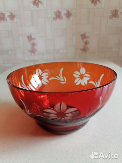 Рубиновое стекло. Салатник в коллекцию