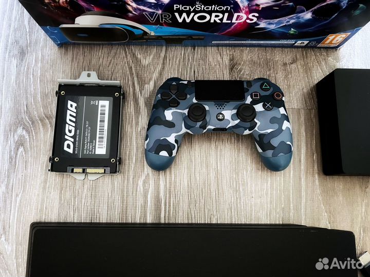 Sony PS4 Pro, прошитая, SSD 1 Тб, 9.00 VR комплект