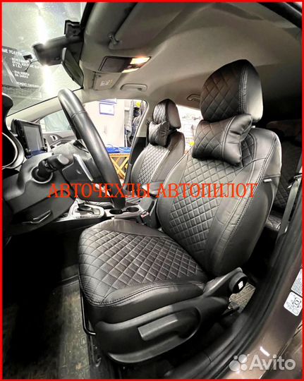Чехлы Автопилот Kia Ceed 3 из экокожи чёрные Ромб