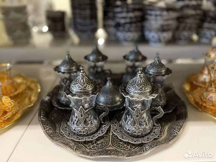 Чайные набор Армуды на 6 персон с подносом