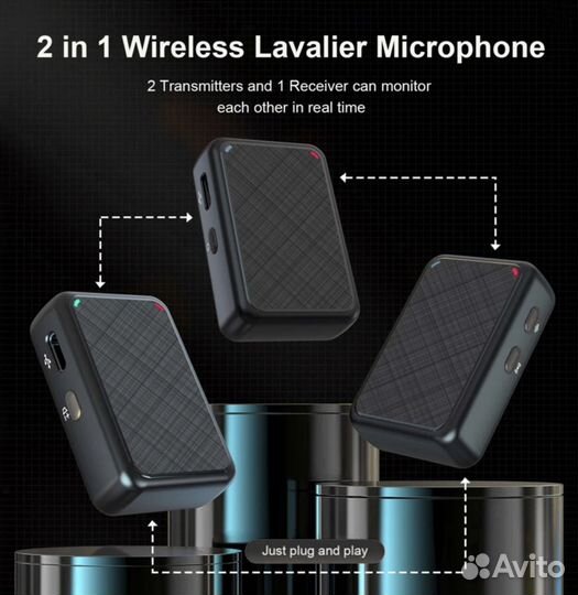 Беспроводной радиомикрофон 2 передатчика +приемник