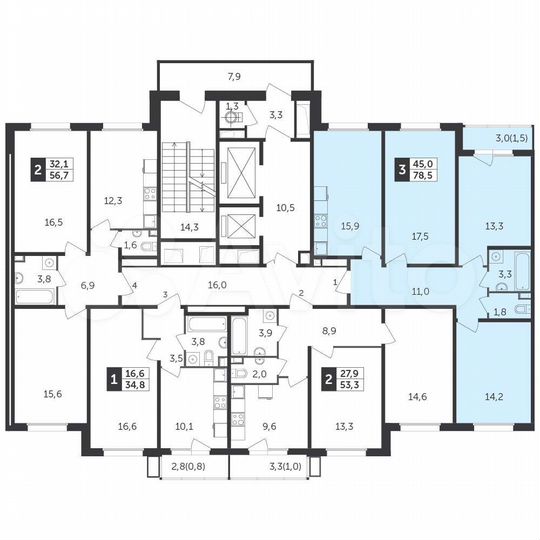 3-к. квартира, 78,4 м², 2/11 эт.