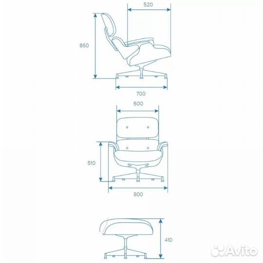 Кресло реклайнер Eames relax Кожа