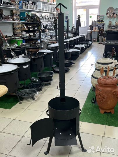 Печь под казан с трубой и с дверью