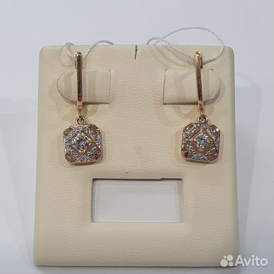 Золотые серьги с фианитами