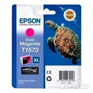 Картридж Epson T1573 Vivid Magenta пурпурный C13T