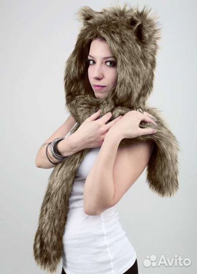 Шапка с ушками Динго и с варежками для рук