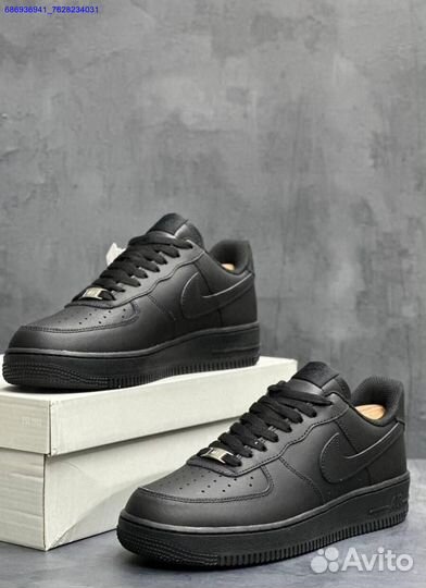 Кроссовки Nike force 1 черные мужские (Арт.62393)