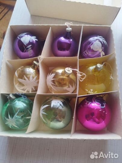 Стеклянные елочные игрушки СССР