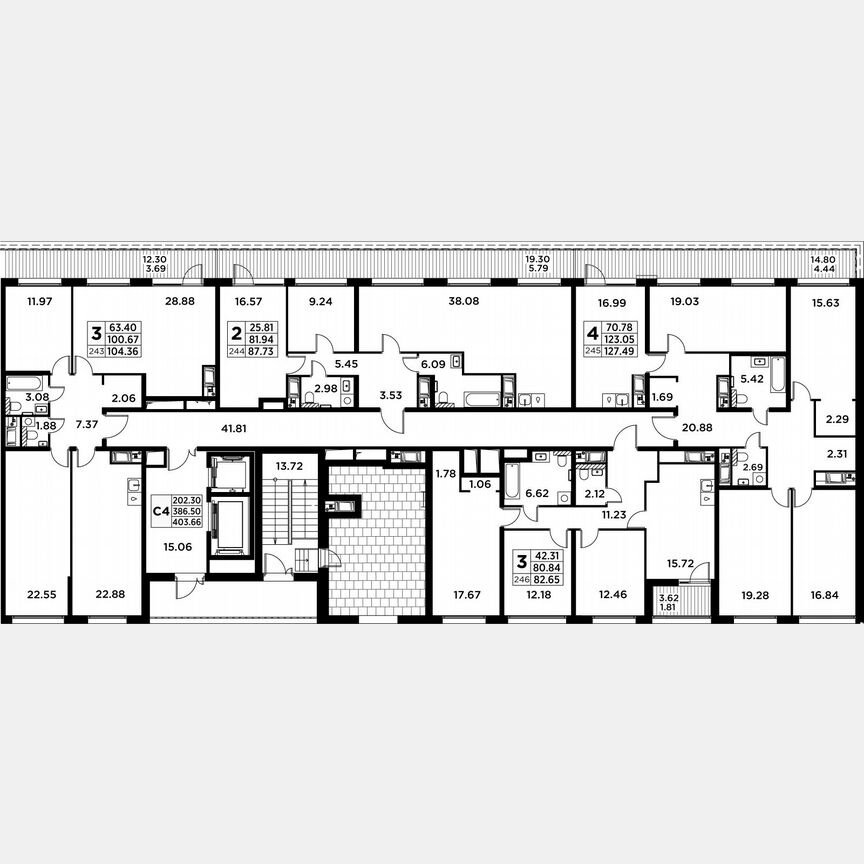 4-к. квартира, 128,8 м², 14/14 эт.