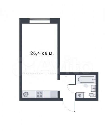 Квартира-студия, 26,4 м², 7/17 эт.