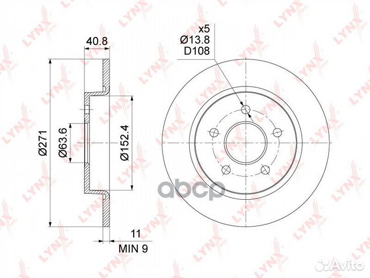 Диск тормозной зад BN1452 lynxauto