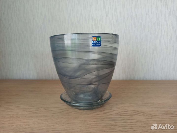 Горшок новый с поддоном стекло для орхидей