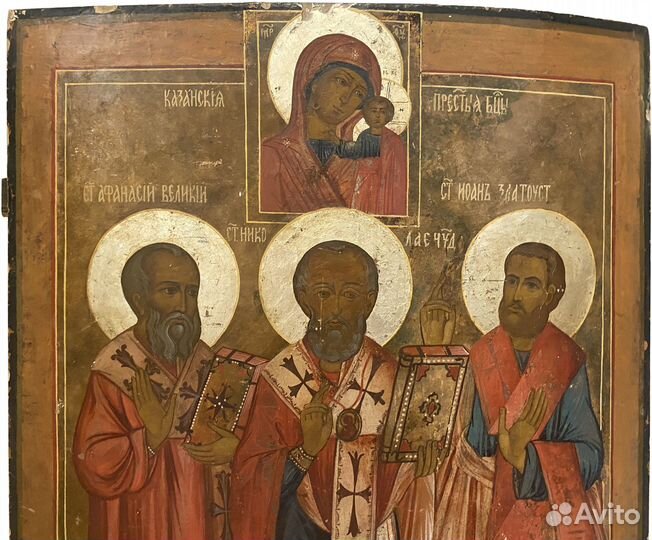 Храмовая икона Николай Чудотворец с избранными 19в
